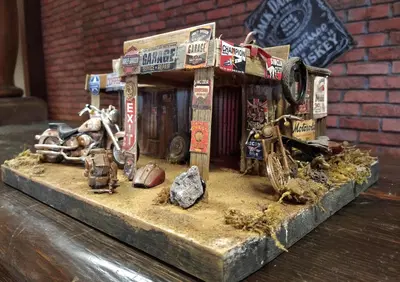 Diorama Garage con Fat Boy e rudere smontato Ameri  - Annuncio 8829110