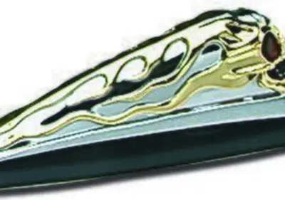 Ornamento parafango a testa a teschio cromato e or  - Annuncio 8555498