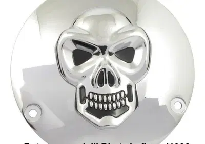 Coprechio frizione derby cover Cromato con teschio  - Annuncio 8553649