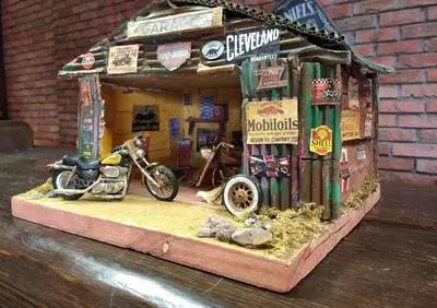 Diorama Garage con Sportster e Touring American W  - Annuncio 8829109