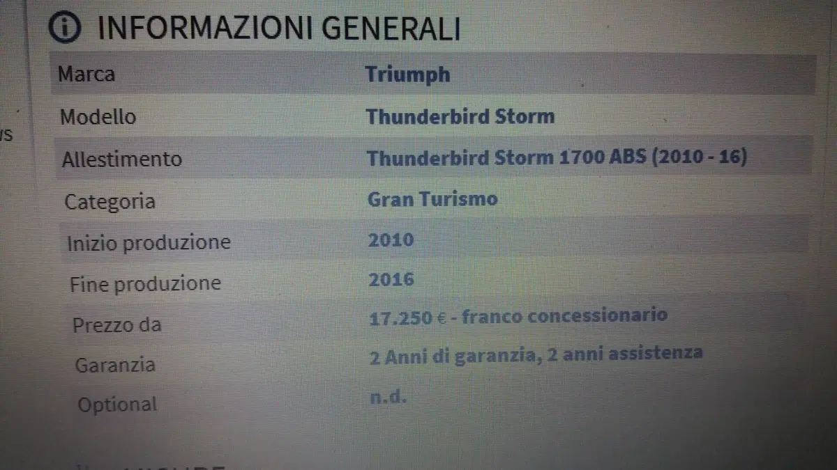 Triumph Thunderbird Storm 1700 ABS (2010 - 16)  (8)
